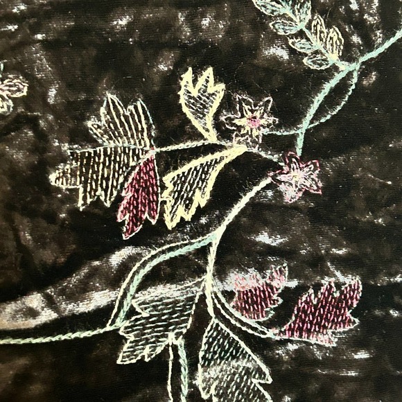 J. Jill Crushed Velvet Embroidered Jacket XS XSP Petite Black Coat Floral J.Jill - Picture 4 of 6